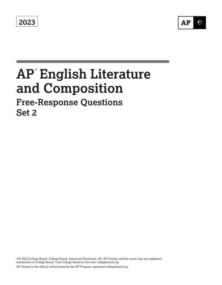 AP English Literature and Composition Set 2 - 2023 Free-Response Questions