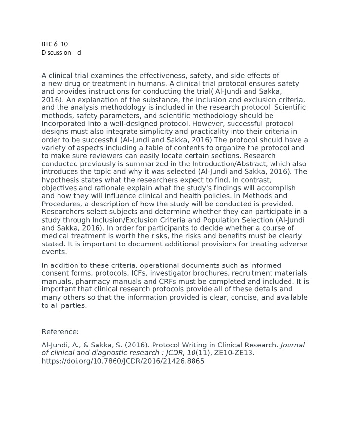 Designing Clinical Research Protocols - Effective Practices