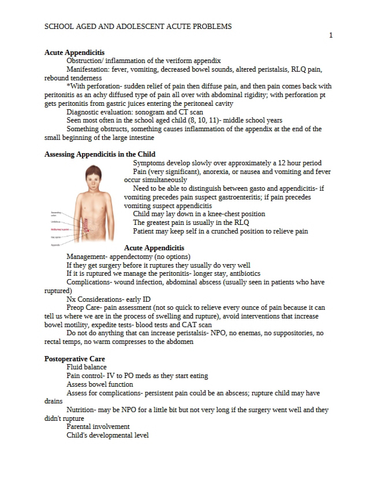 Acute Issues in Adolescents and School-Aged Children