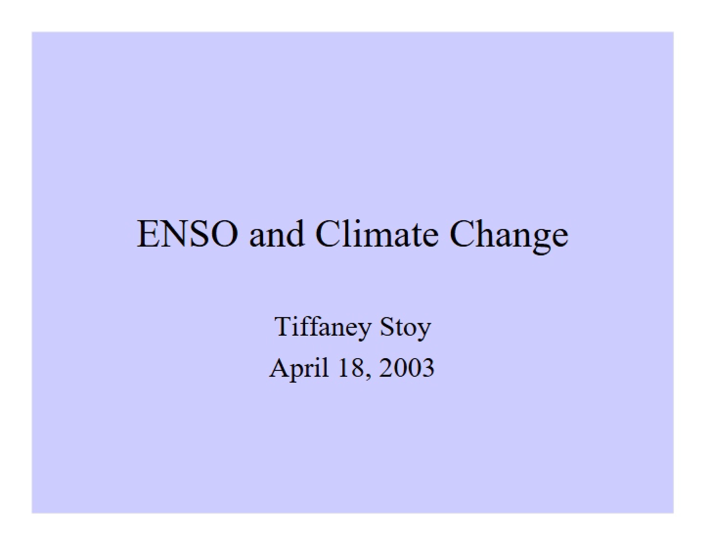 Climate Change and ENSO