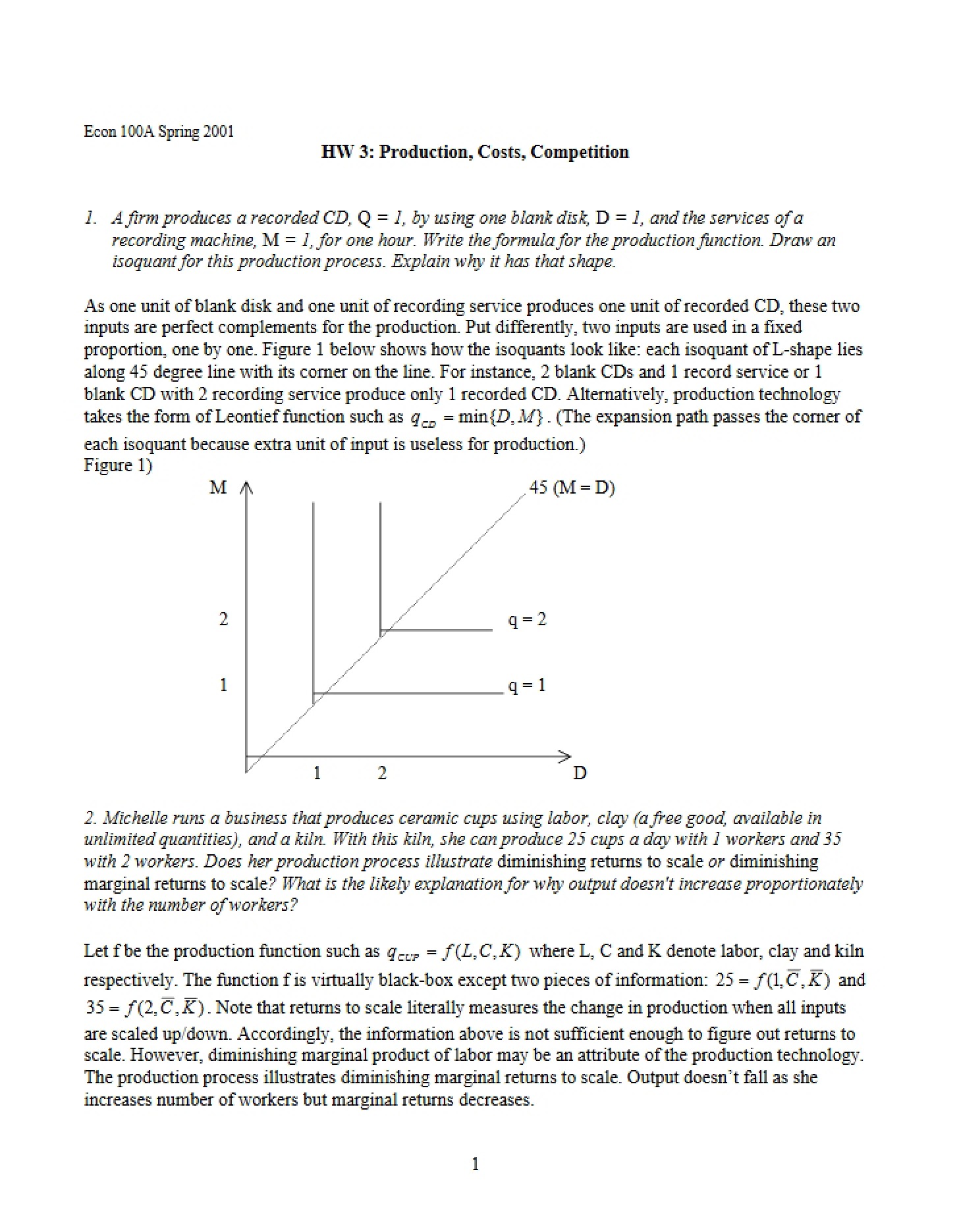 Competition, Production, and Costs