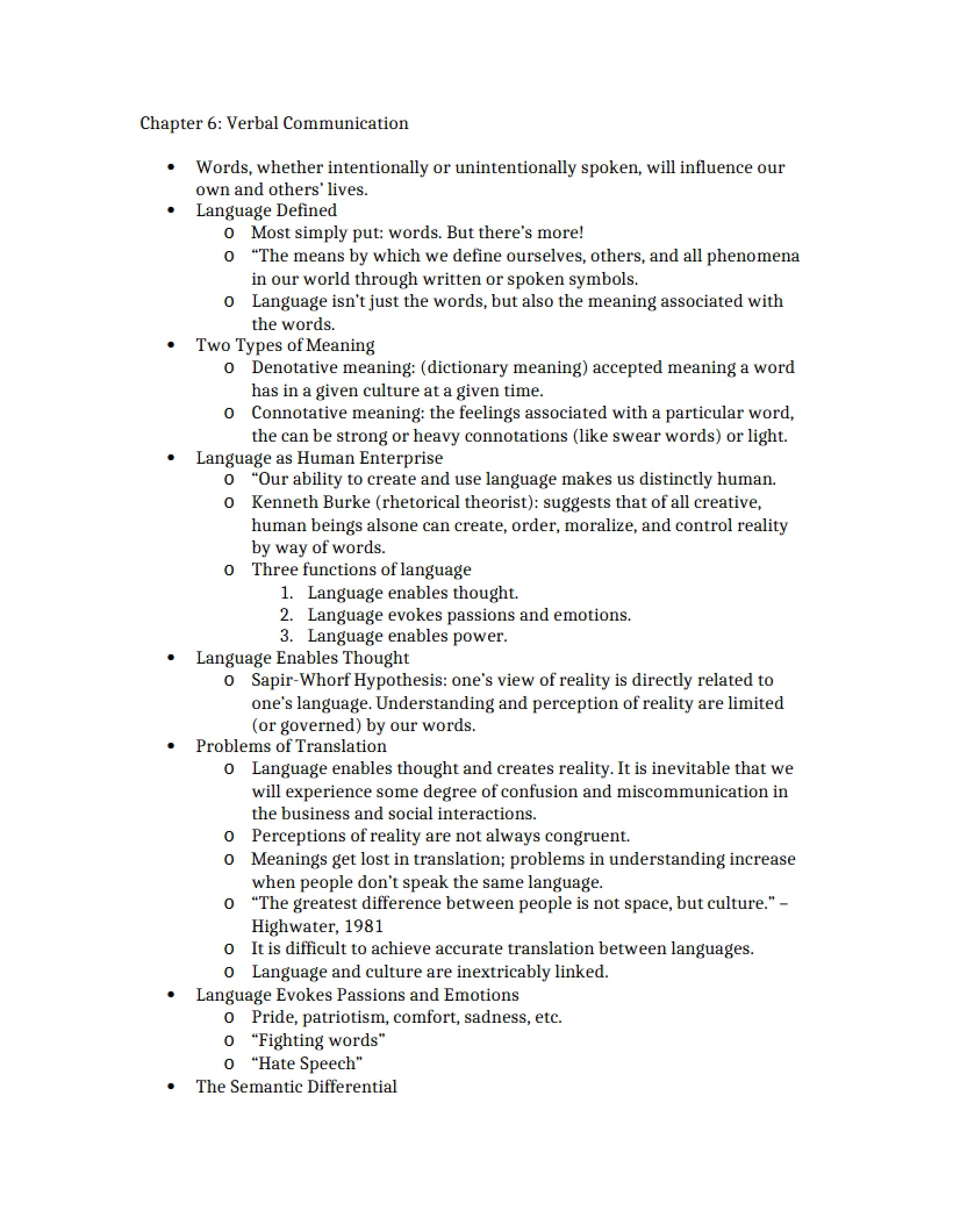 Verbal Communication Chapter Six