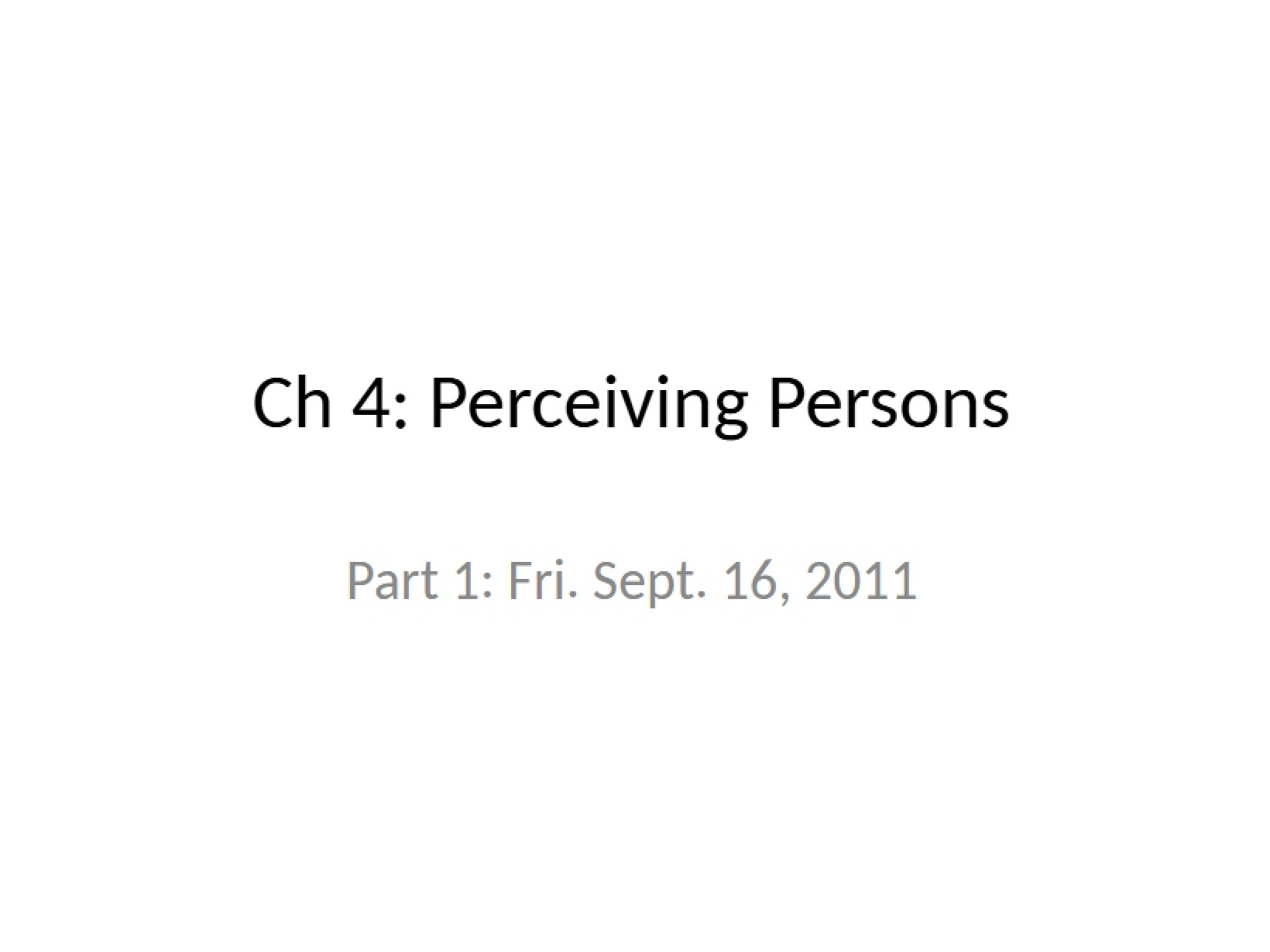Perception of Others