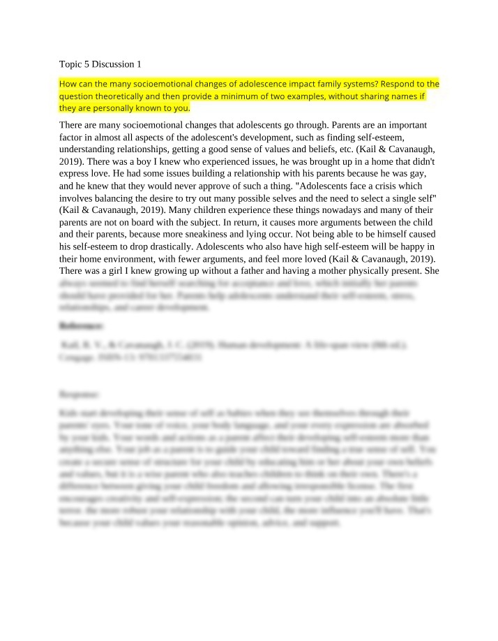 Socioemotional Changes and Family Systems in Adolescence