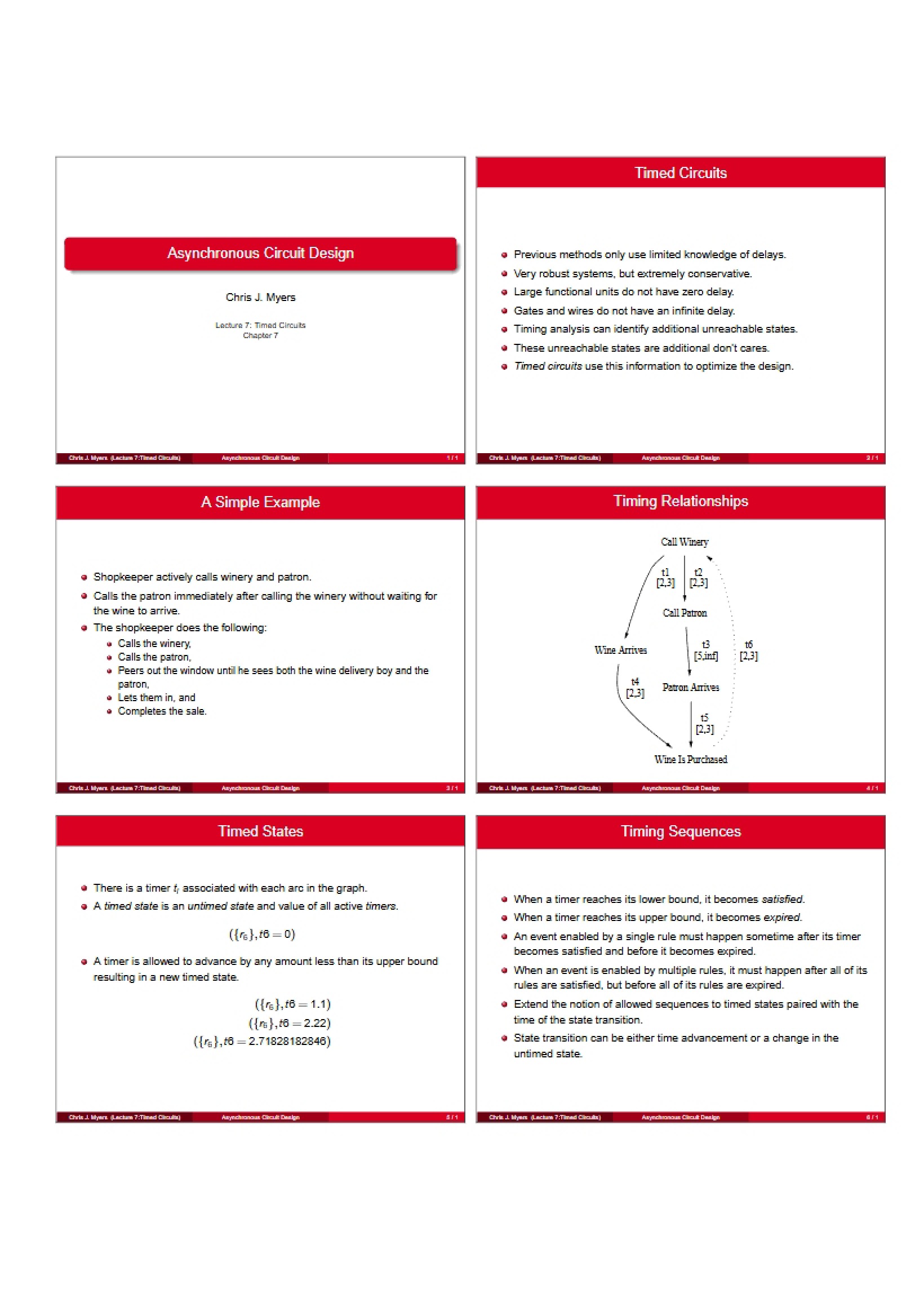 Seventh Lecture Circuits with Timing