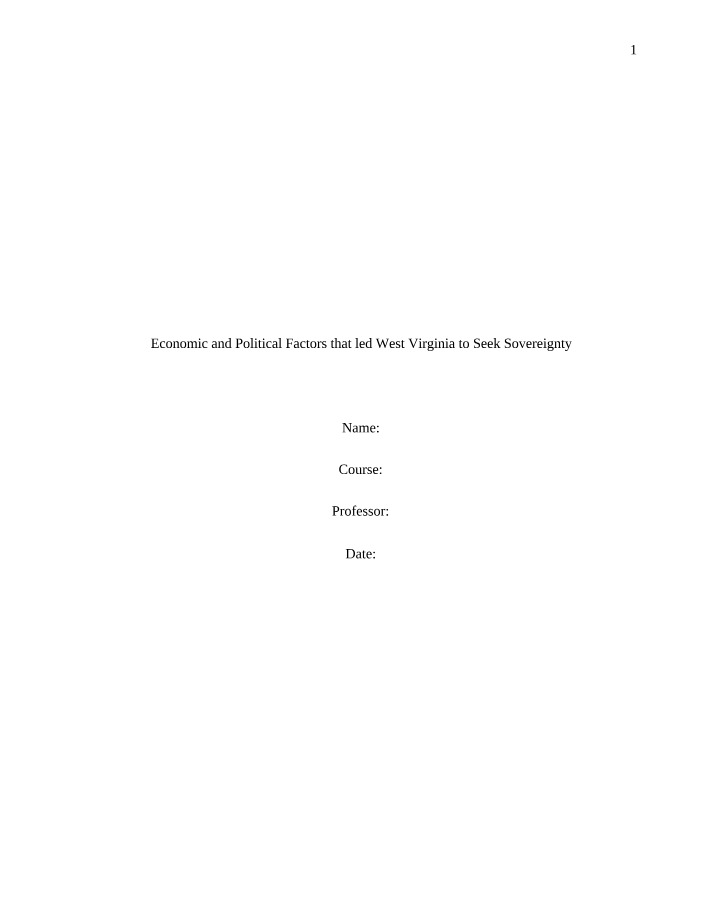 West Virginia's Secession - Economic and Political Factors