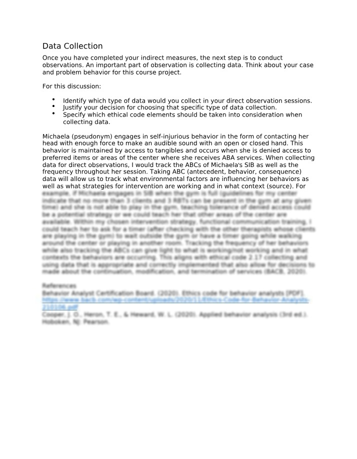 Data Collection Methods for Direct Observations