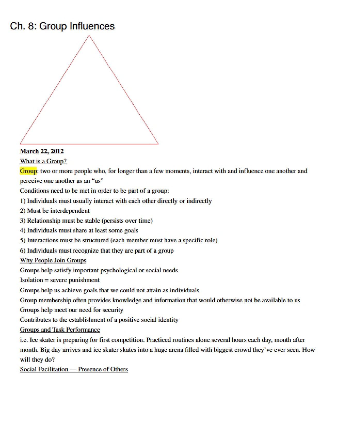 Influences of Groups (Ch 8)