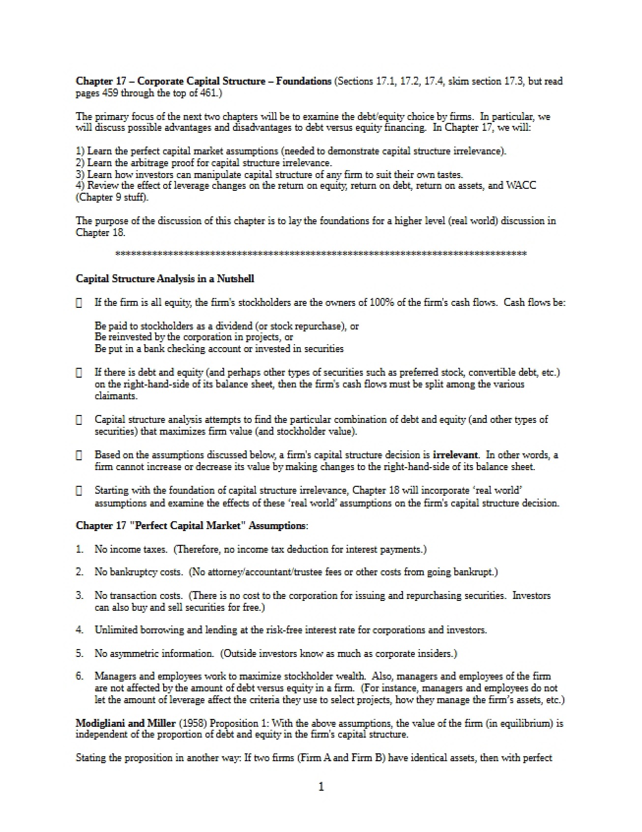 Corporate Capital Structure Foundations