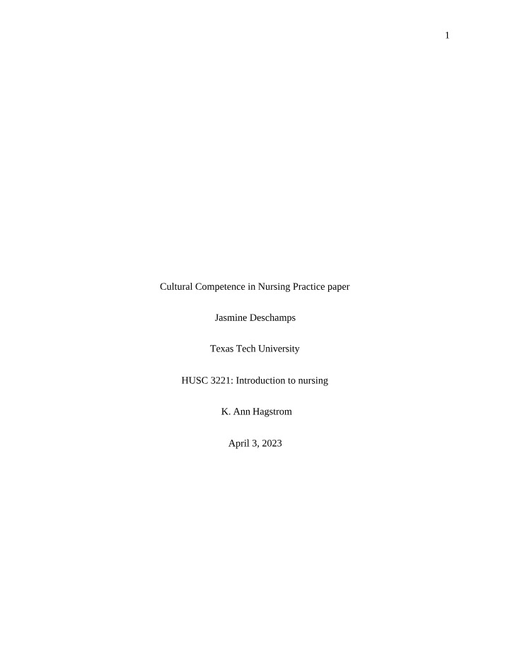 Enhancing Cultural Competence in Nursing Practice