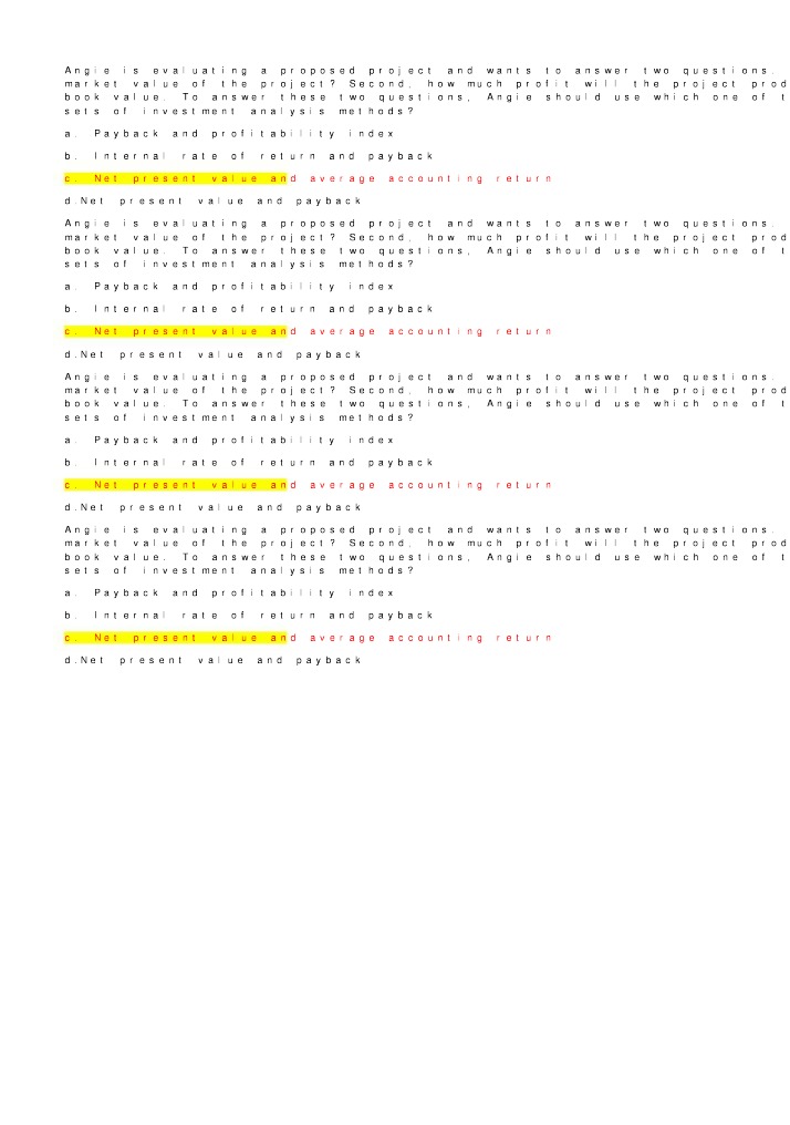 Project Evaluation - Two Questions