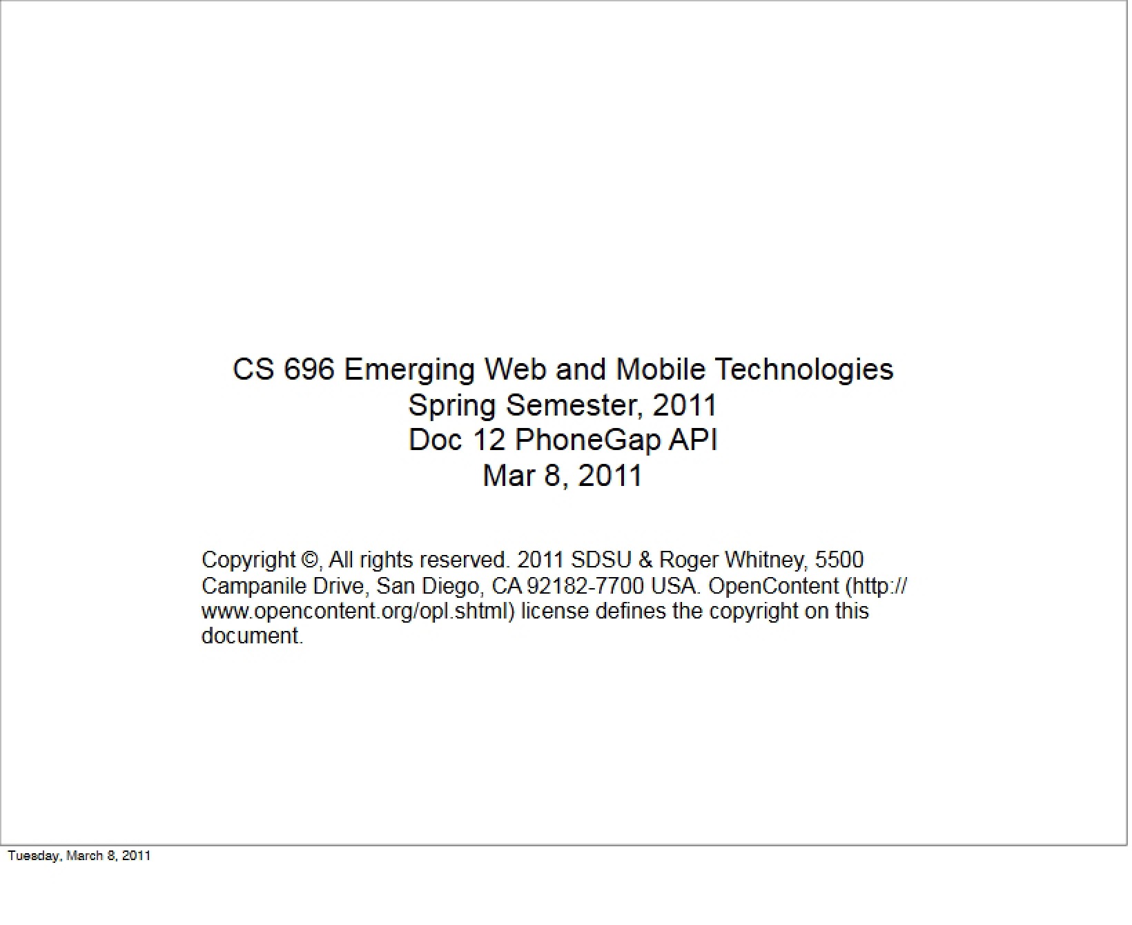 API for PhoneGap
