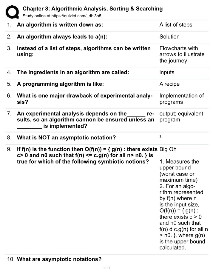 Sorting and Searching Practice for Chapter 8 Algorithmic Analysis