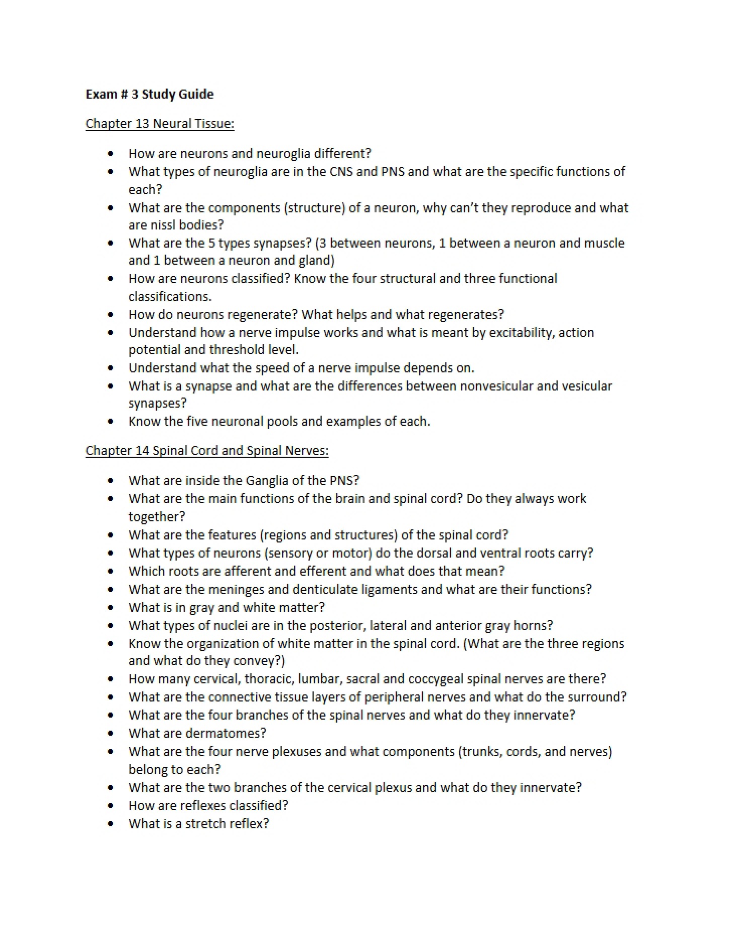 Guide for Exam 3 Preparation