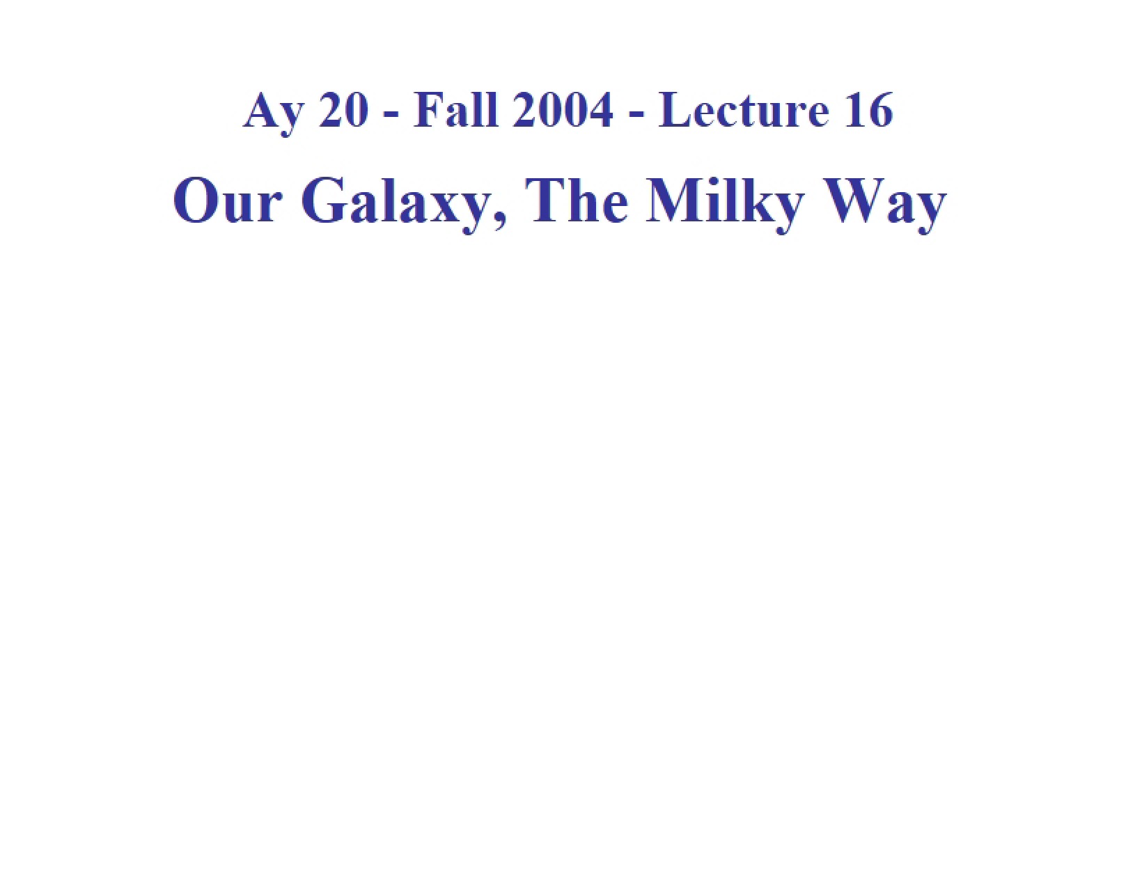 Sixteenth Lecture - Basic Astronomy