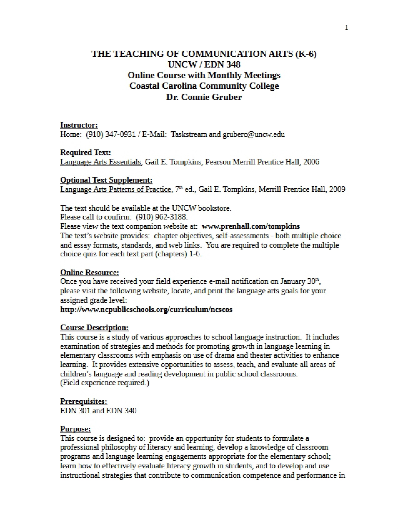 Communication Arts Teaching Syllabus