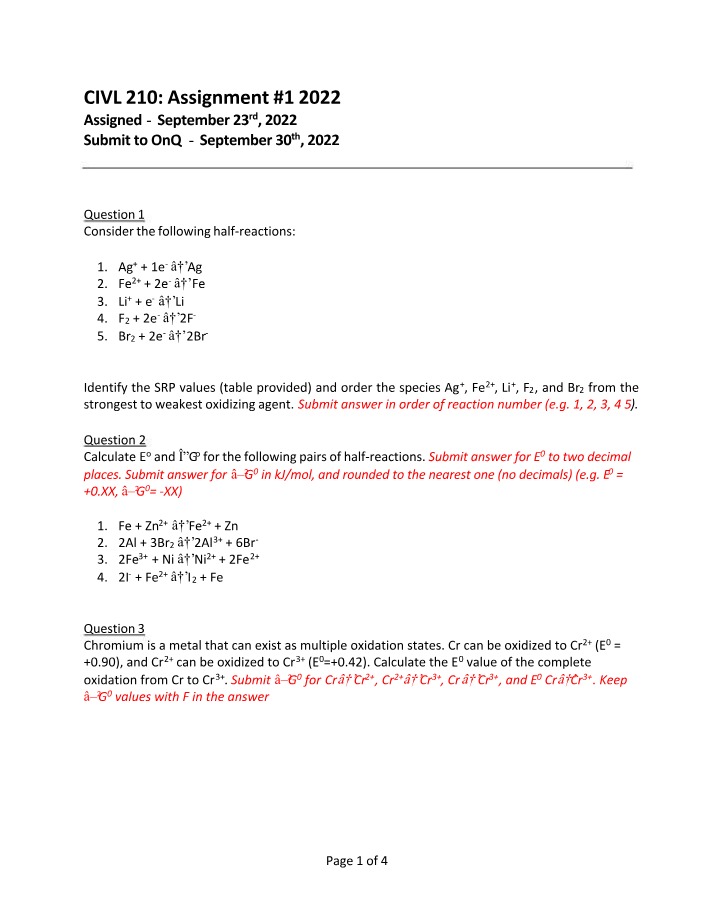 Assignment 1 for CIVL 210, 2022