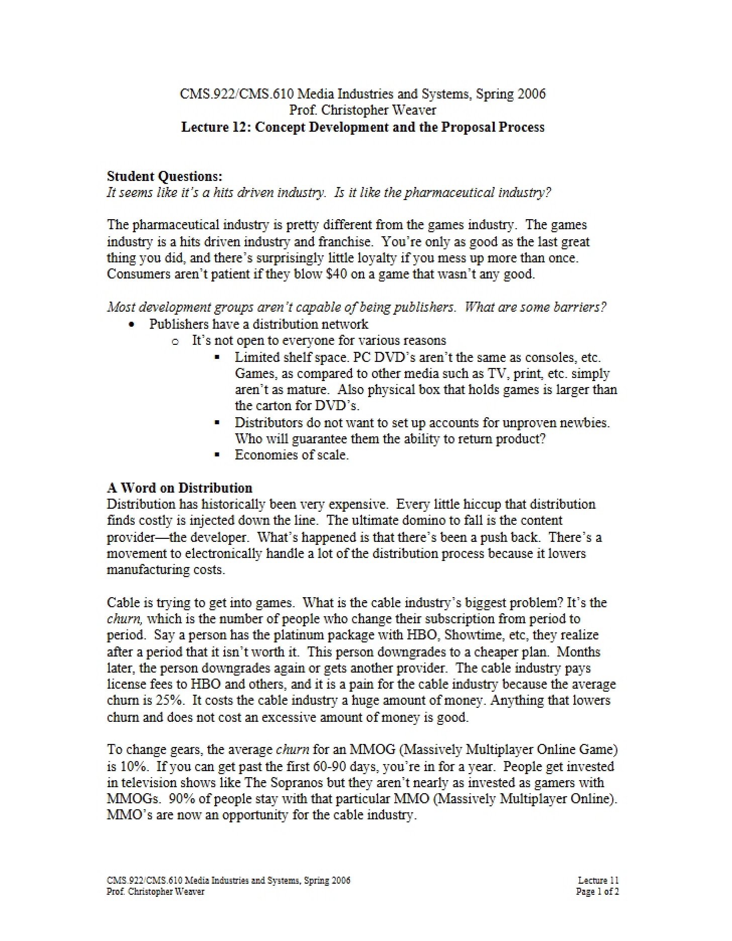 Proposal Process and Concept Development