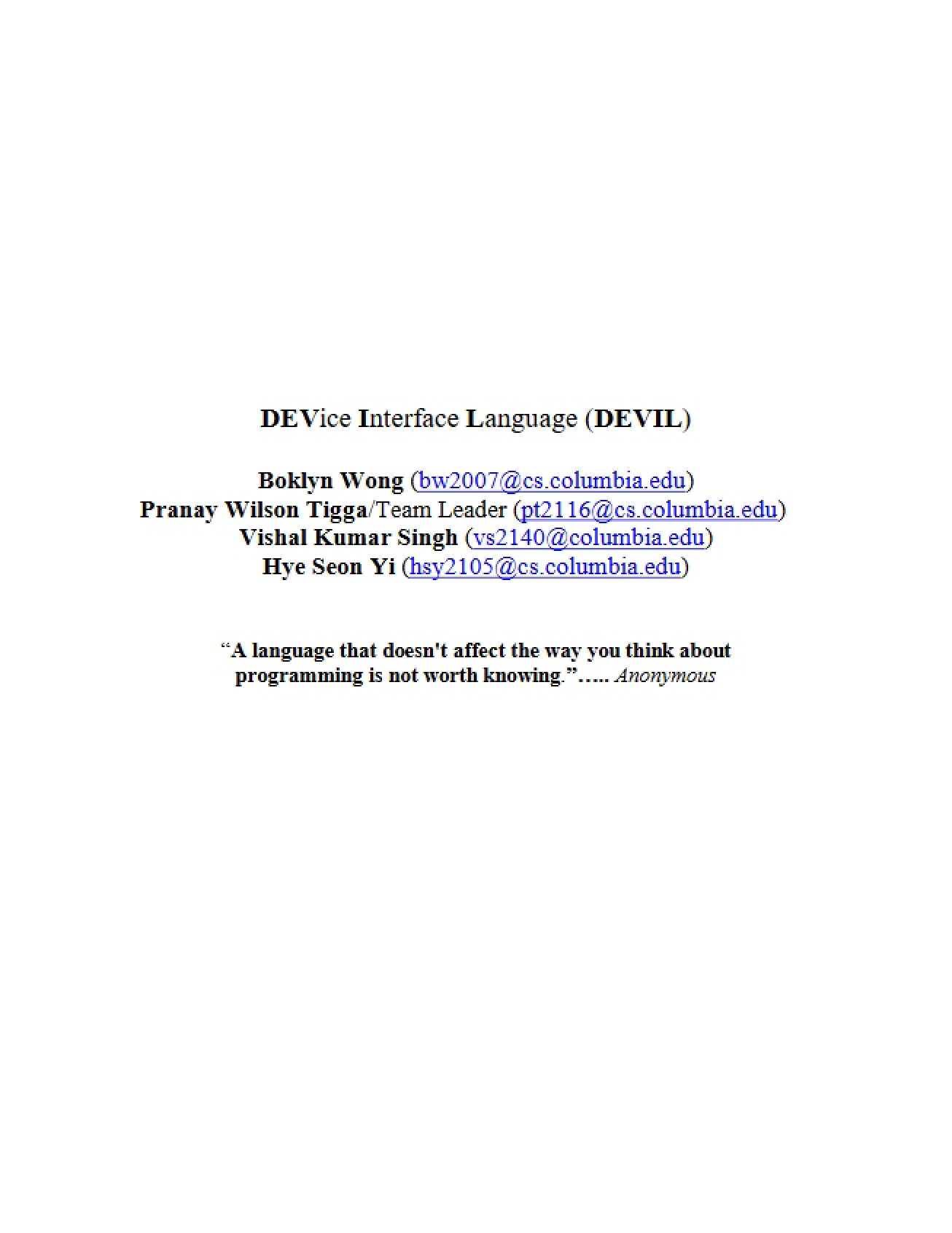 DEVIL DEVice Interface Language
