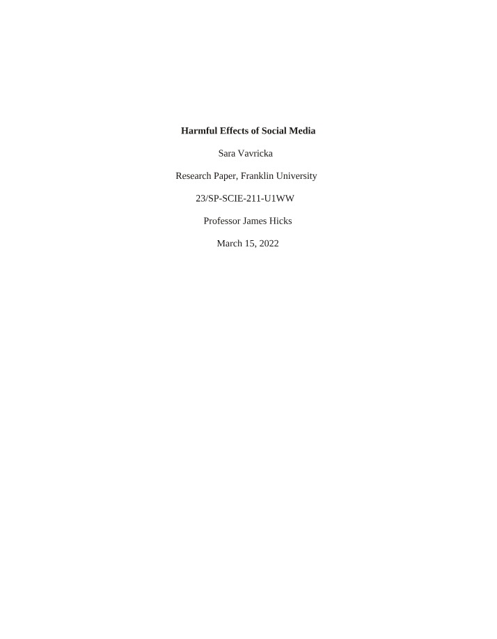 Harmful Effects of Social Media on Anxiety in Young Adults