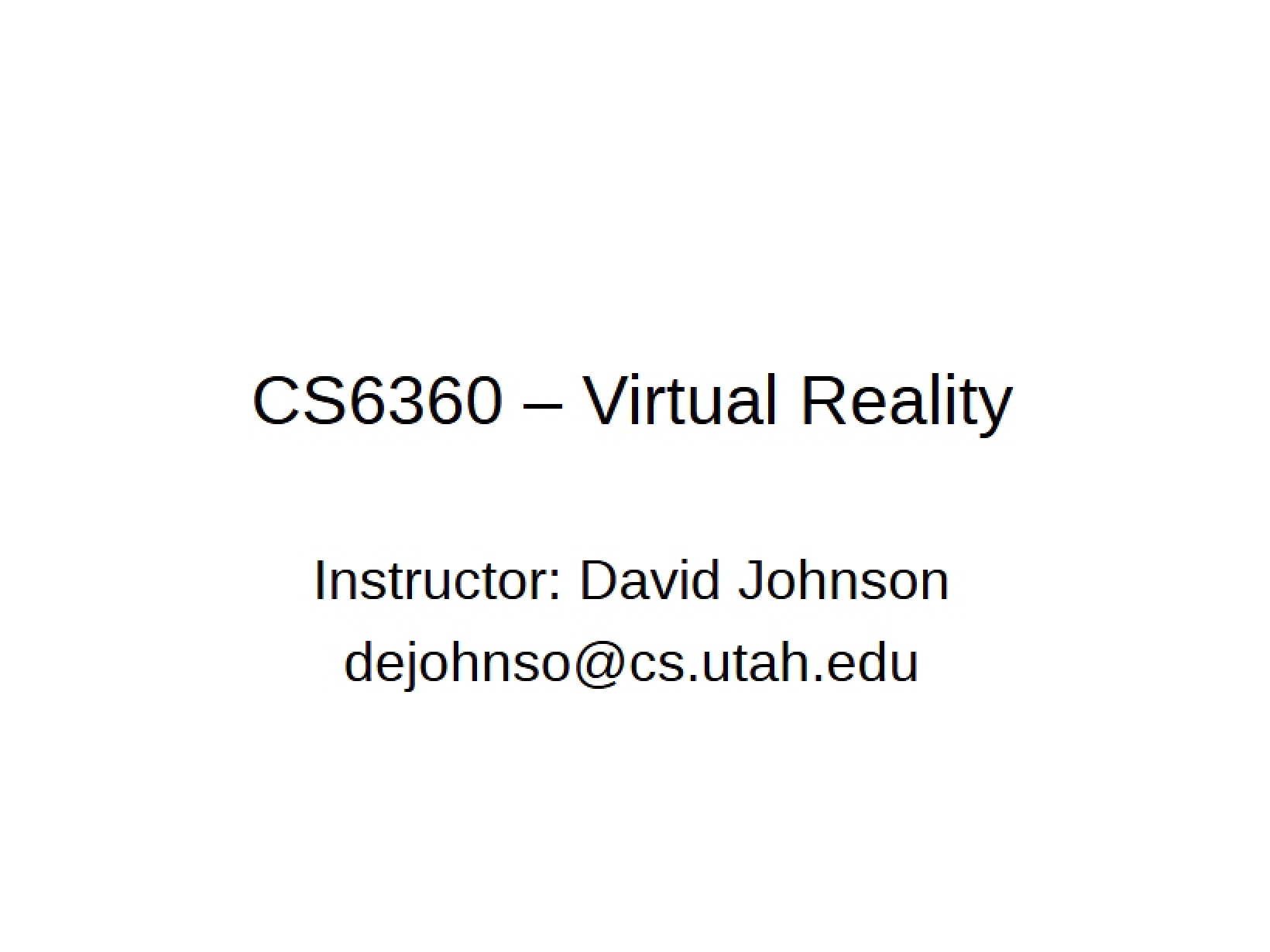VR Fundamentals