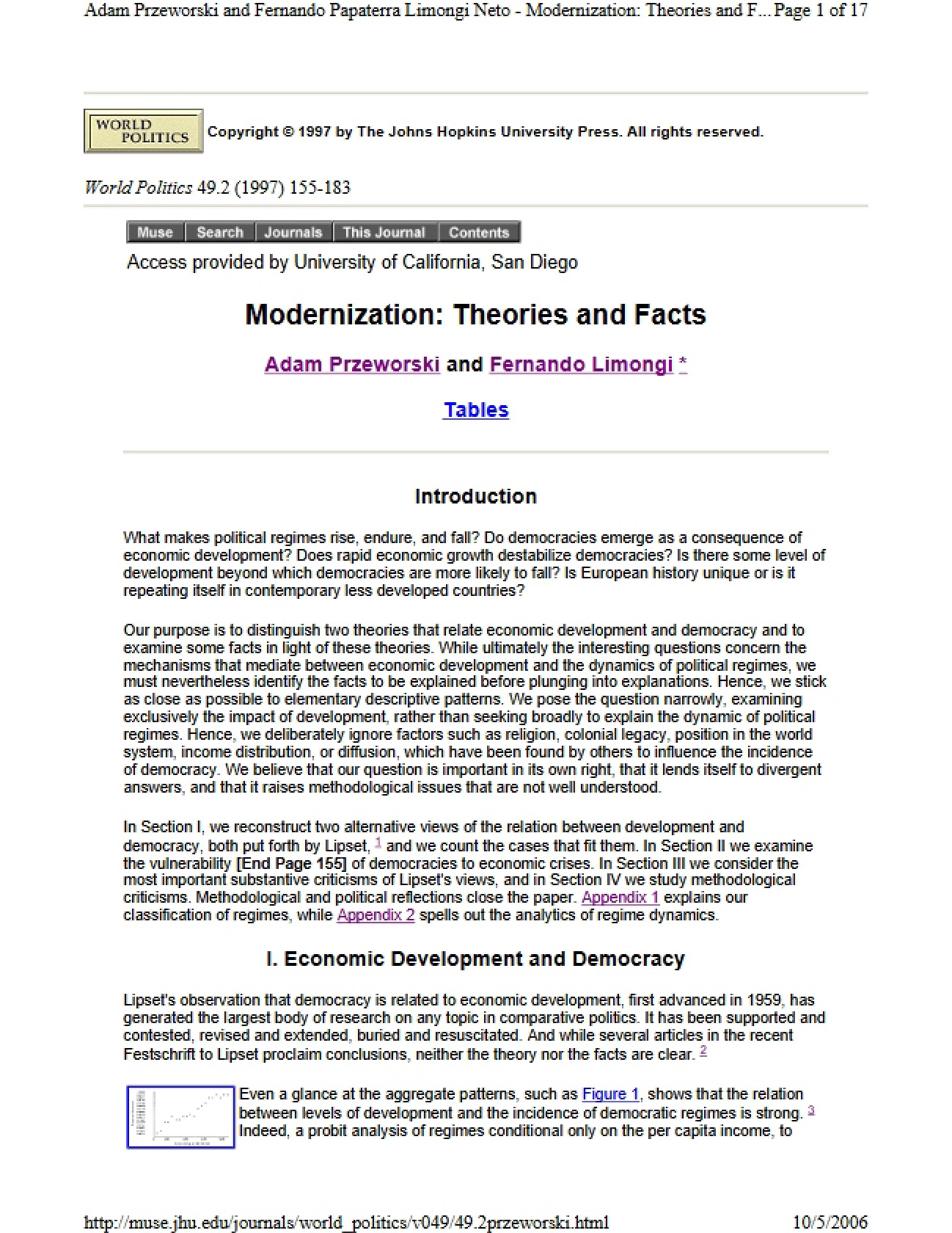 Facts and Theoretical Frameworks of Modernization