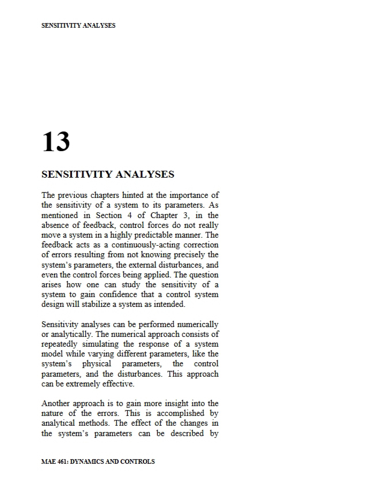 Analyses of Sensitivity