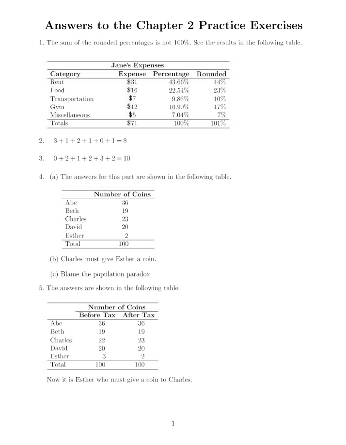 Sum of Rounded Percentages - Chapter 2 Practice Exercises