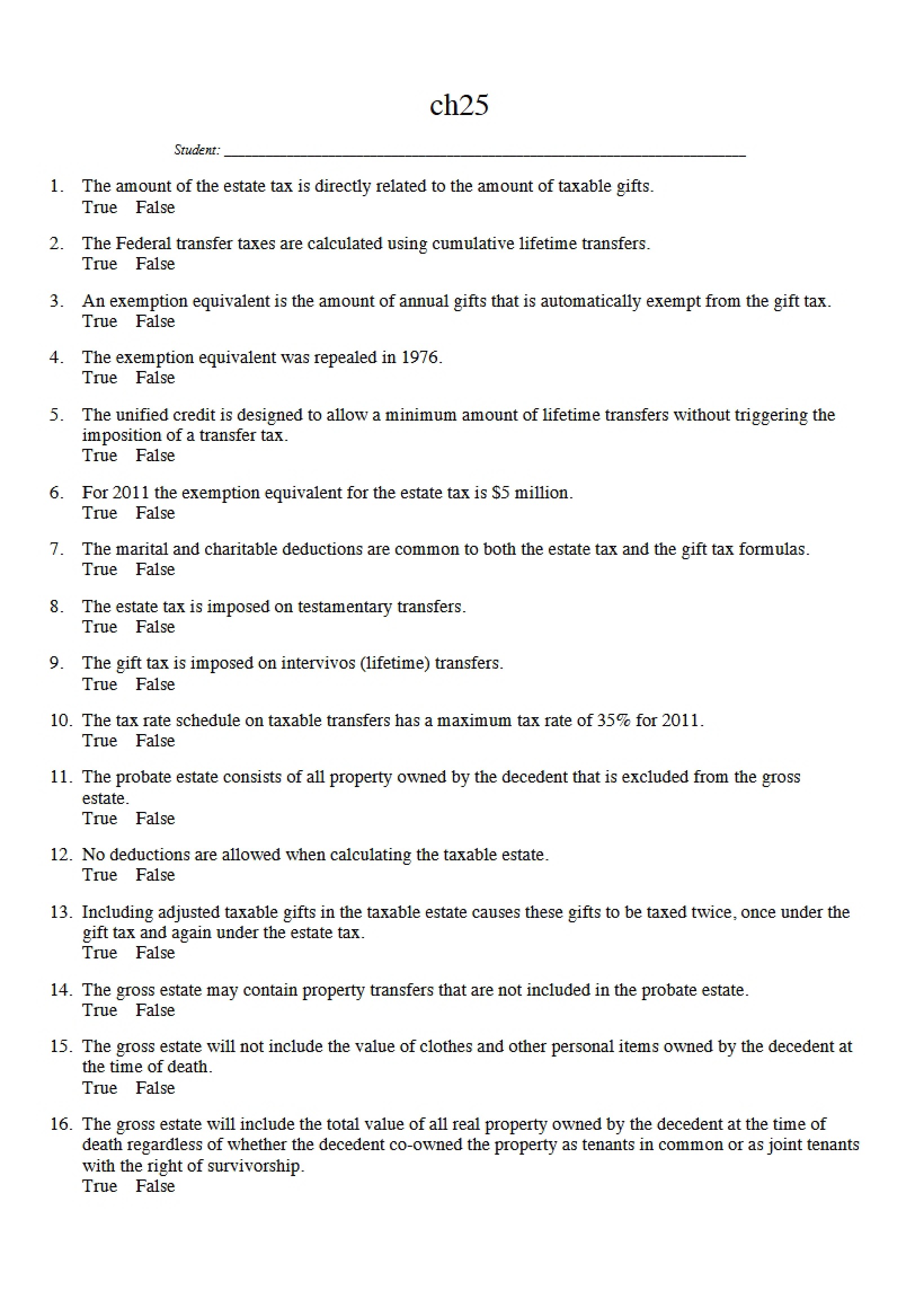 Taxation Study Guide