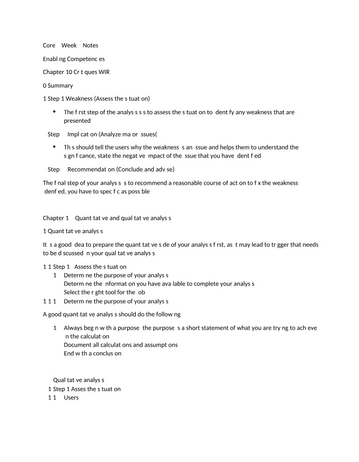 Core 2 Notes - Week 3