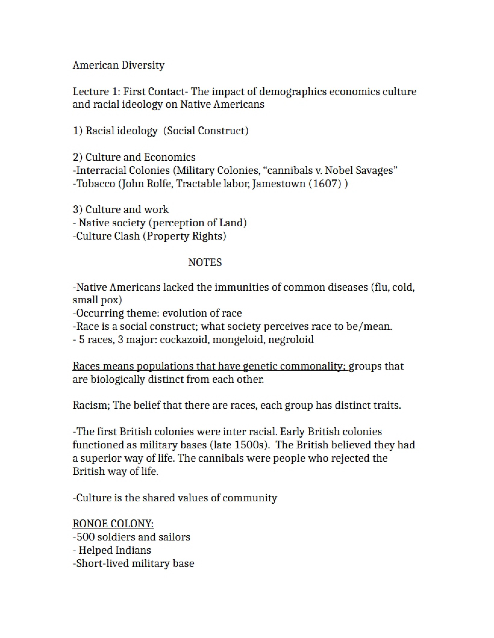 Notes on American Diversity