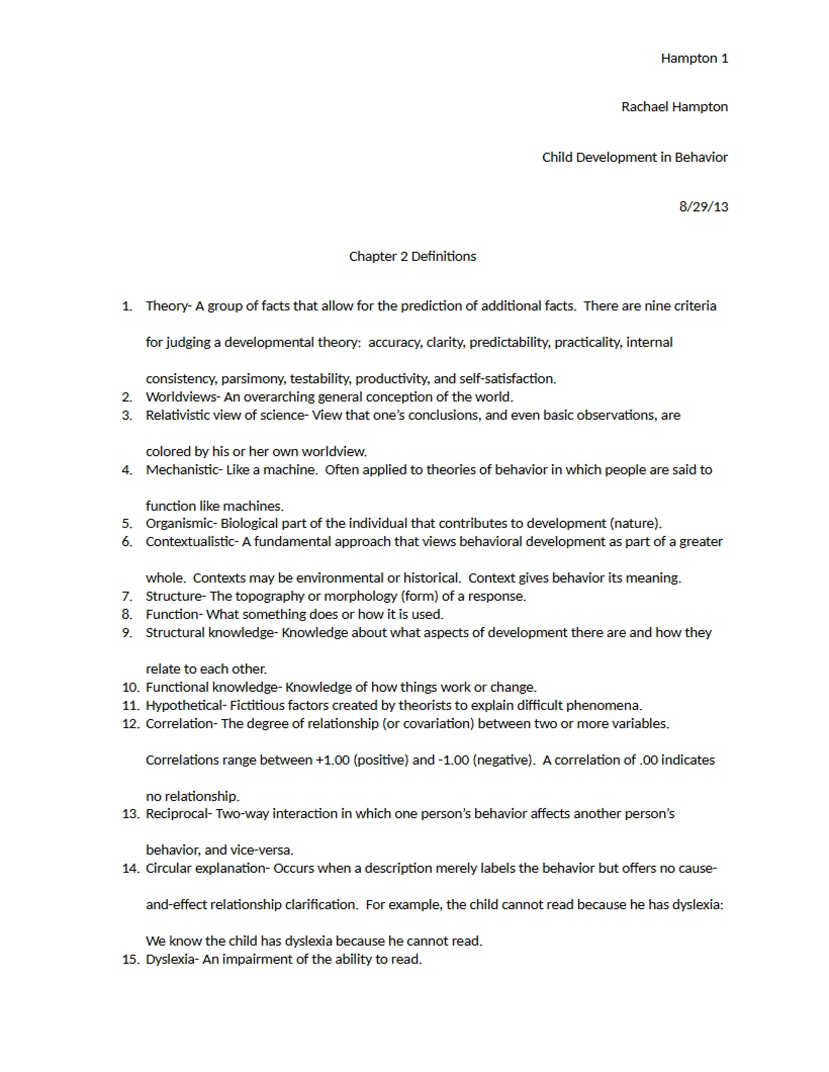 Definitions Chapter Two