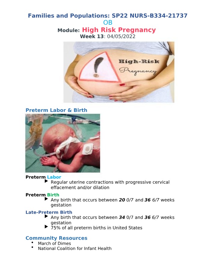 Preterm Labor and Birth - Causes and Risks