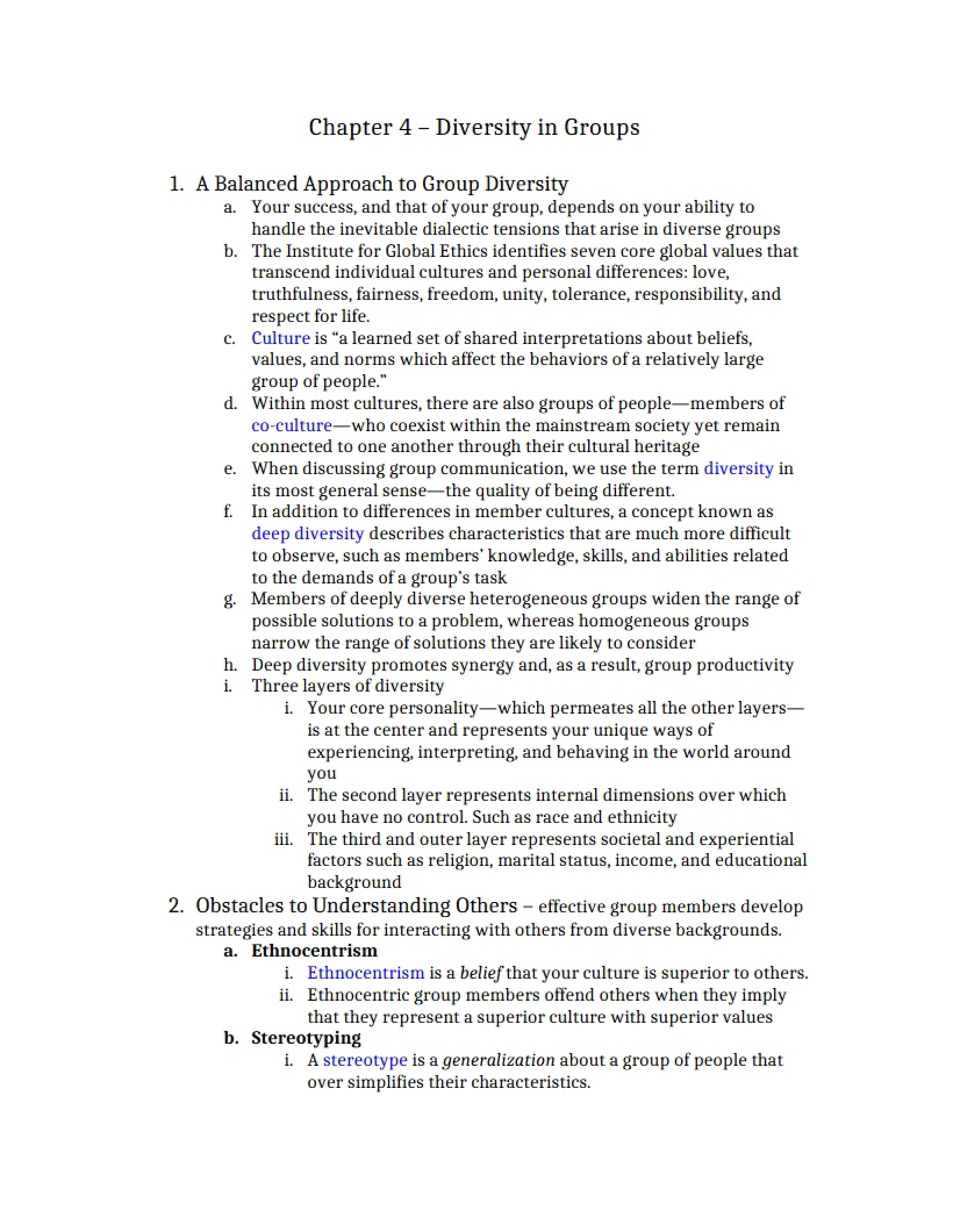 Group Diversity (Chapter 4)