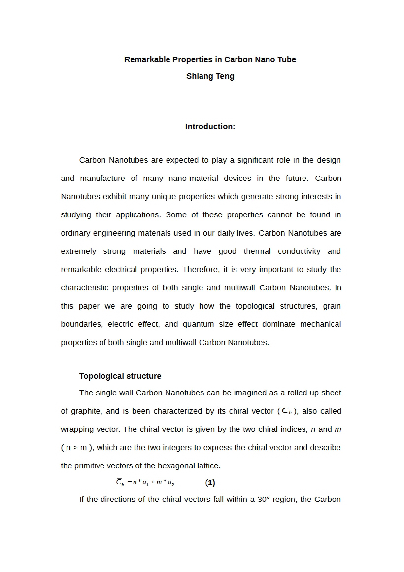 Nanotubes (Carbon)