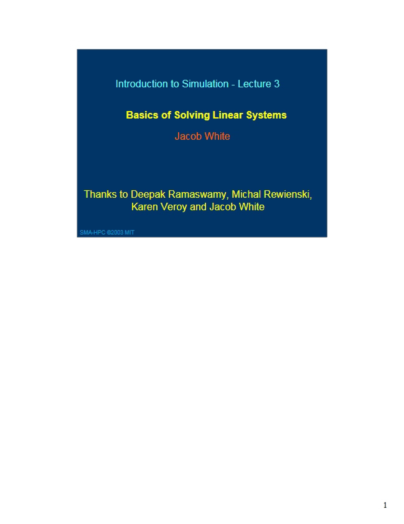 Linear Systems Solving Basics