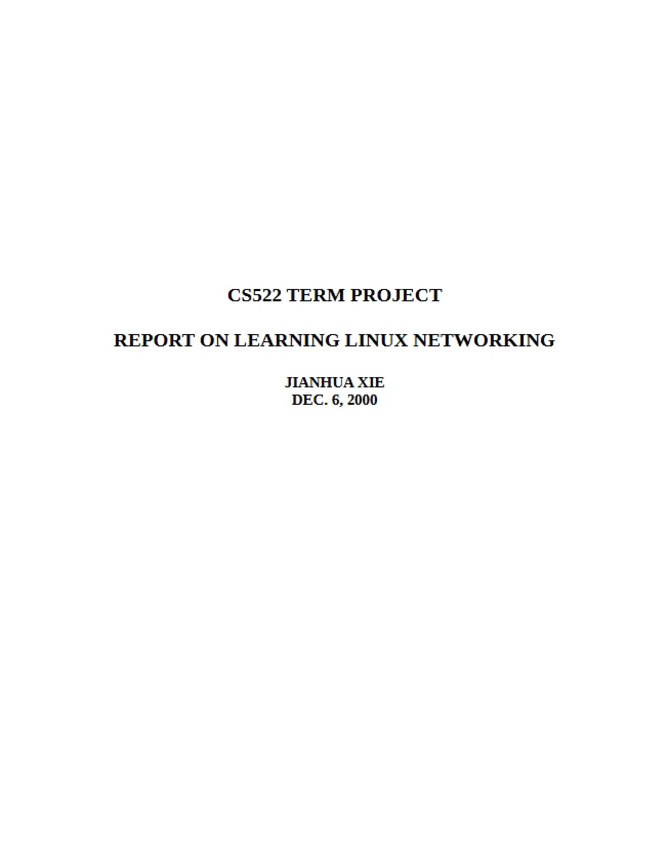 Report on Learning Linux Networking - 11 Pages