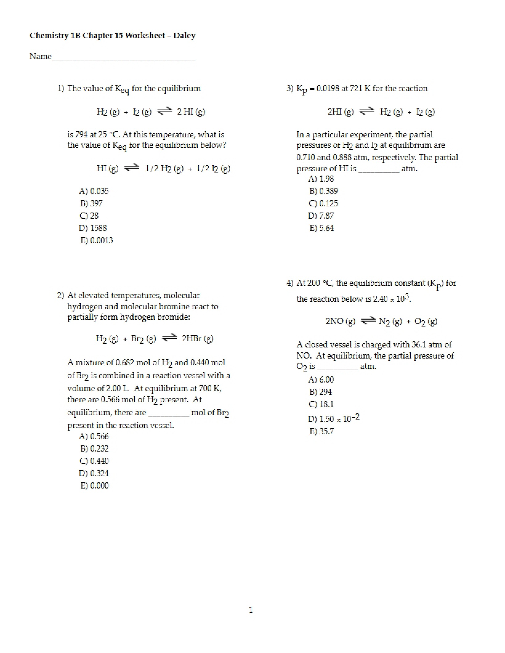 Quiz on Chapter 15