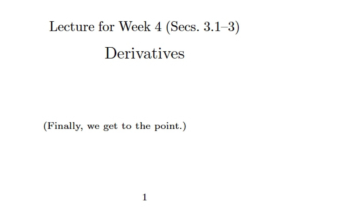 Lecture Content for Sections 3.1 through 3.3