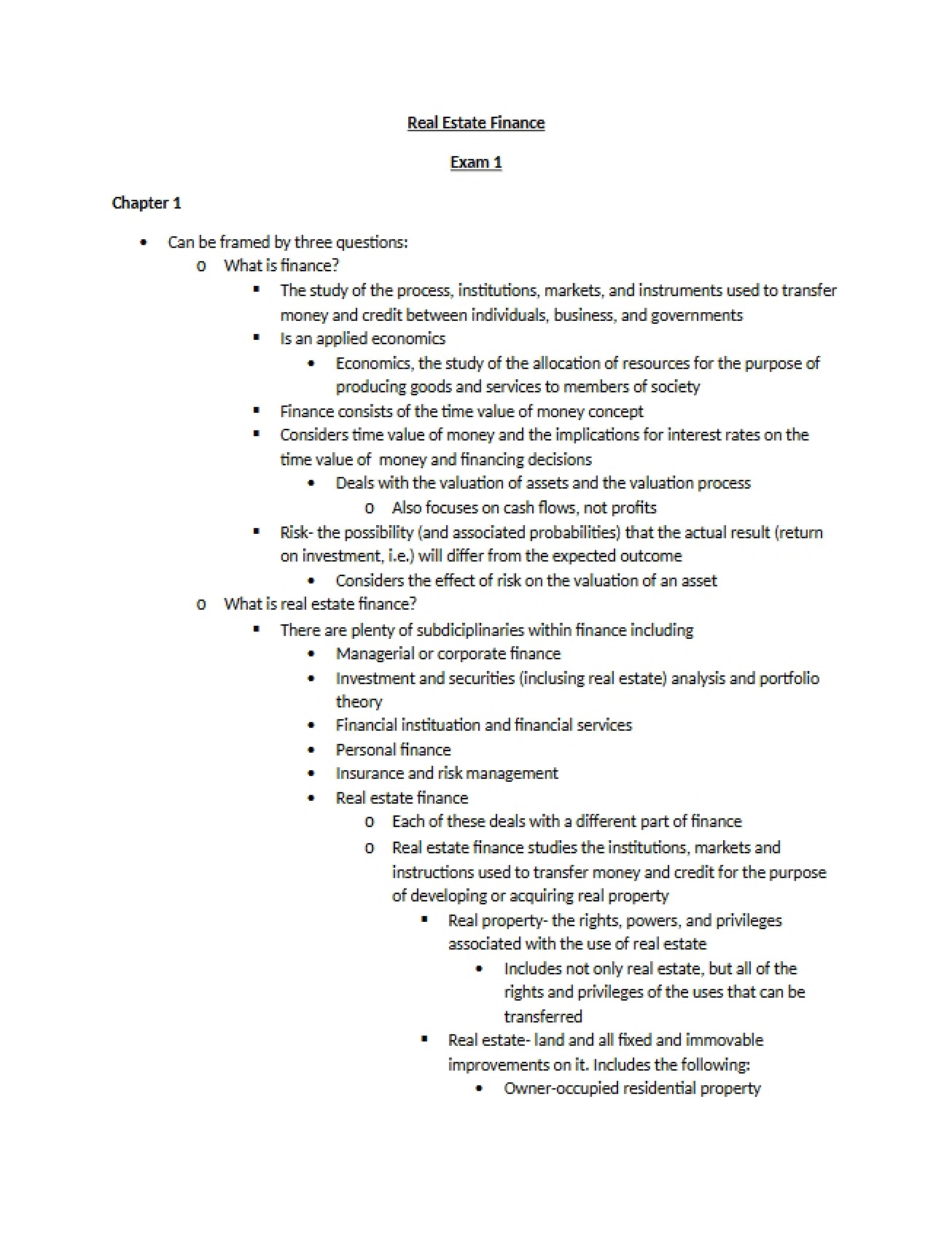 Overview of RE Finance