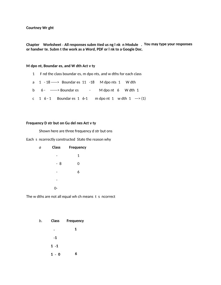 Worksheet for Chapter 2