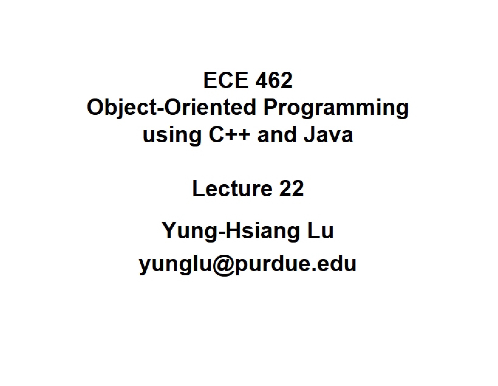 Lecture Twenty-Two