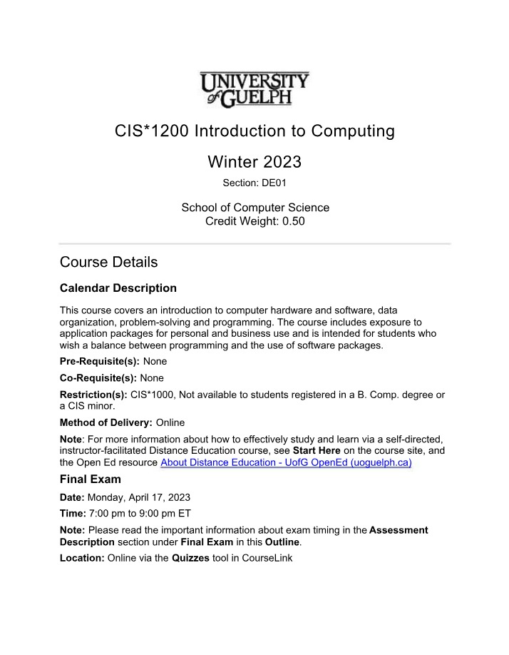 Introduction to Computing - Hardware and Software