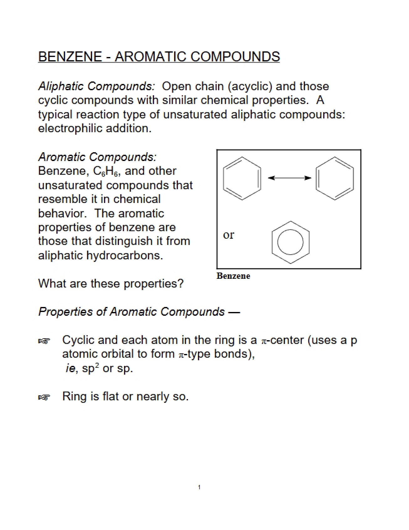 Aromatic Compounds Benzene