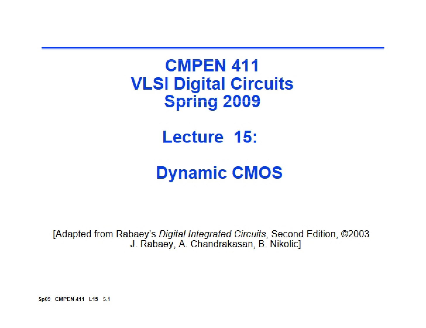 CMOS Dynamic Logic