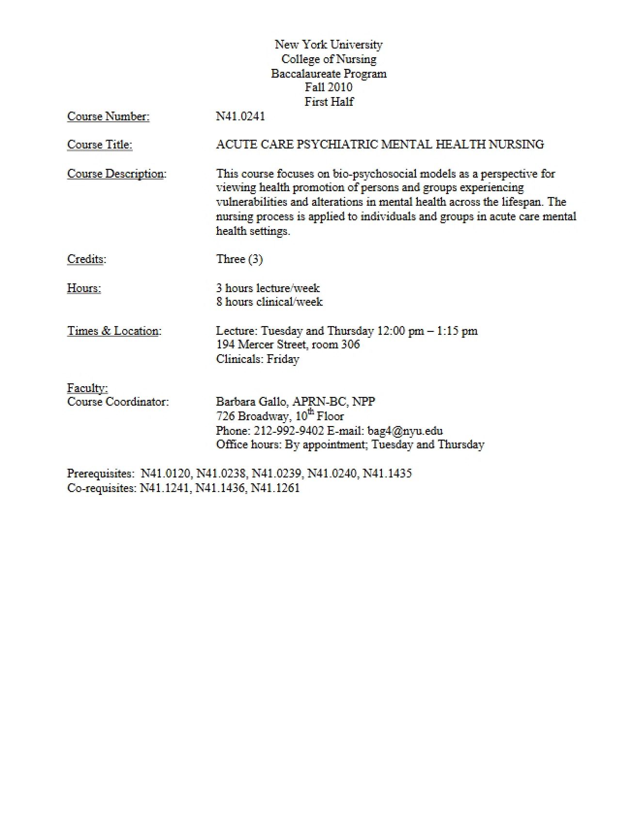 Fall Syllabus Acute Care Psych Nurse