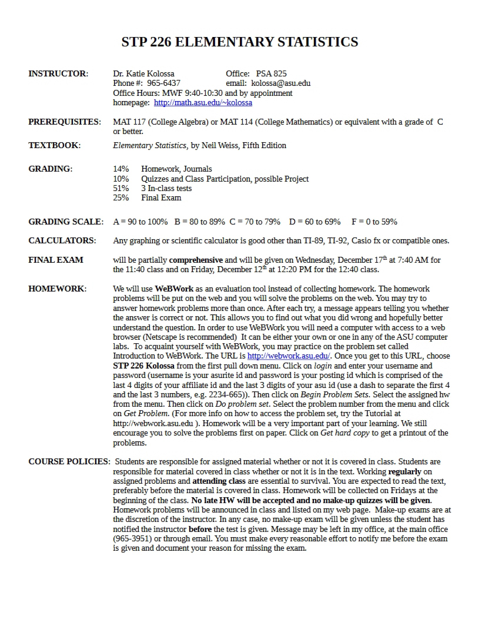 Syllabus for STP 226