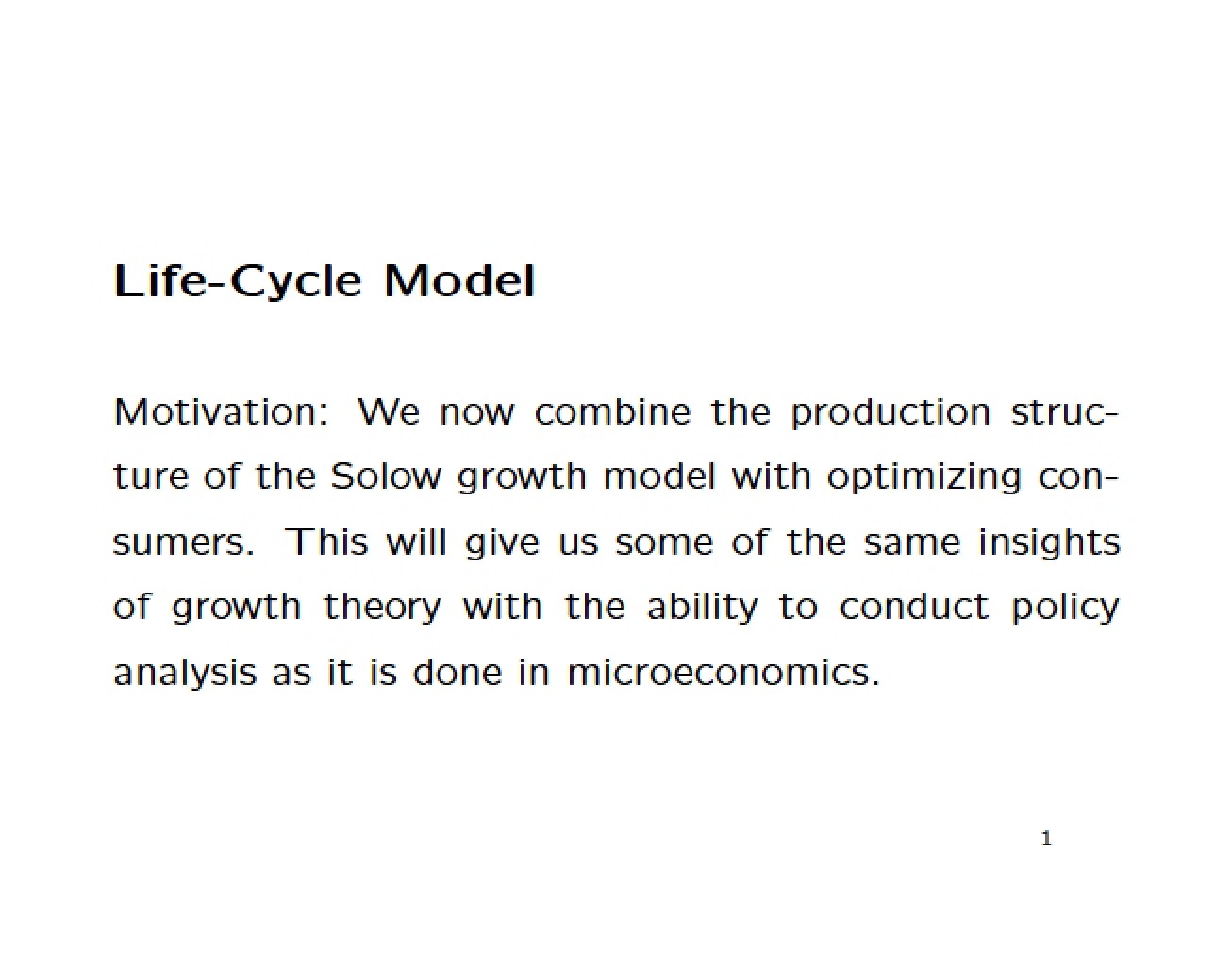 Life-Cycle Model of Consumption
