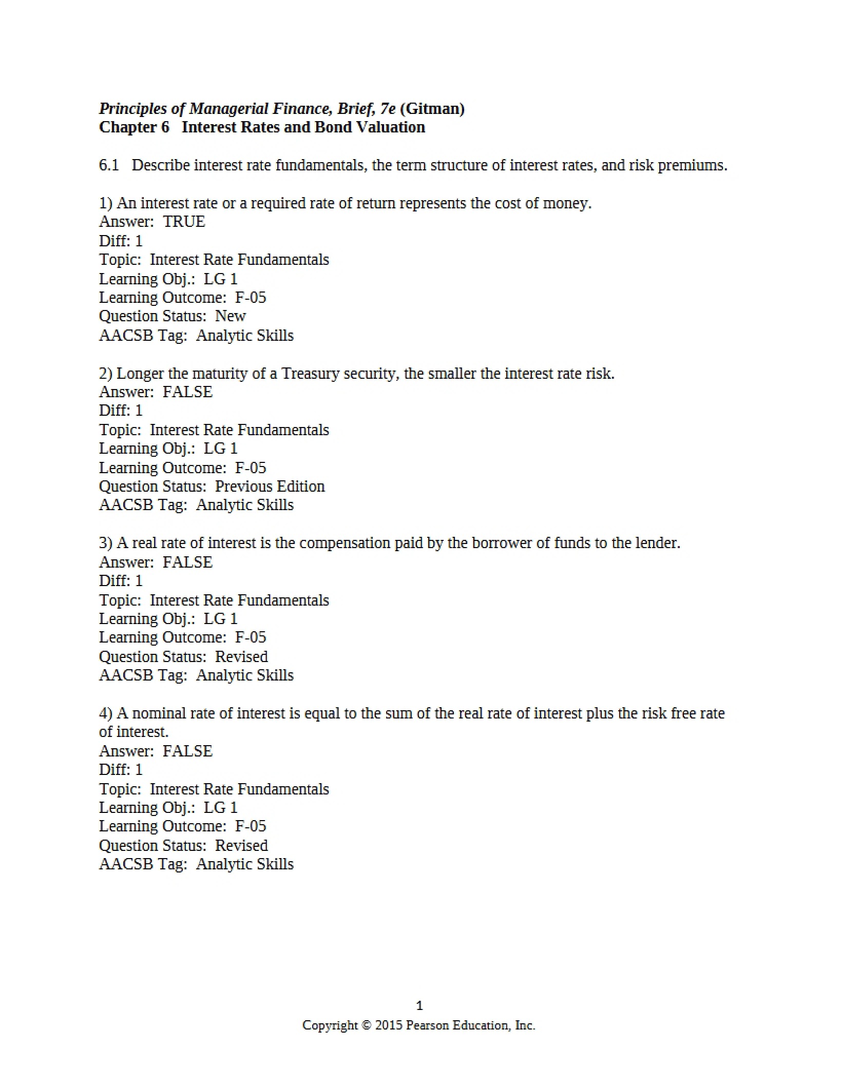 Valuation of Bonds and Interest Rates (Ch 6)