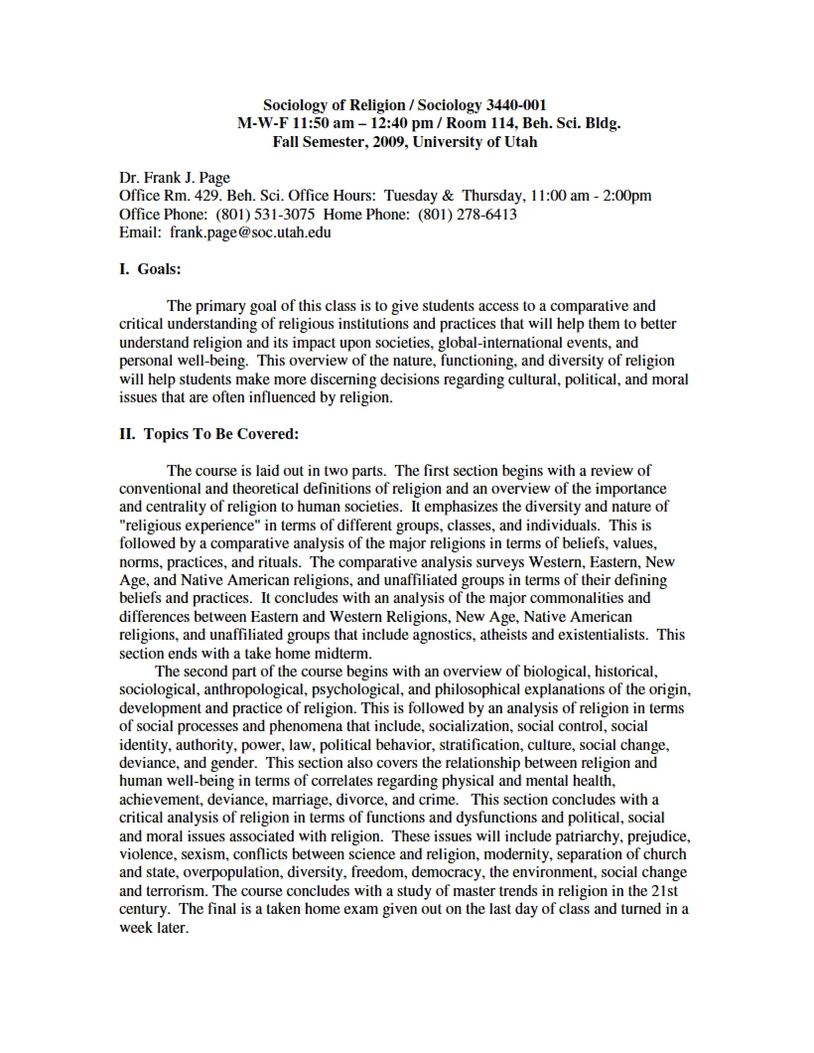 Syllabus Sociology of Religion